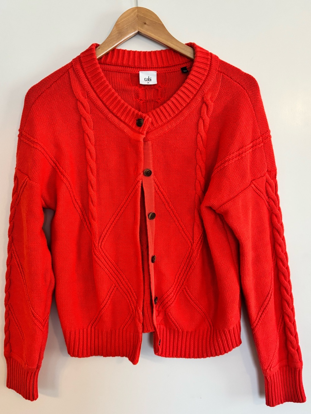 CAbi Vibrant Orange Cable Cardigan Sweater